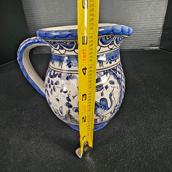 Vintage Portuguese Molheira Hand Painted Ceramic Milkmaid Breakfast Pitcher - Picture 8 of 9